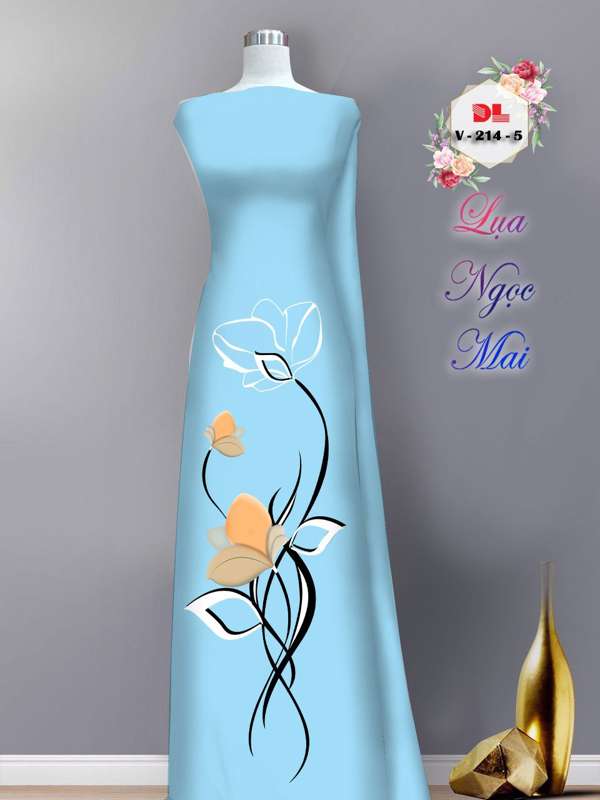 Vải Áo Dài Hoa In 3D AD DLV214 1